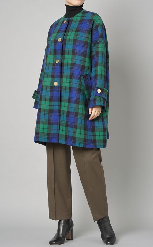 ウール混ギャザーストレートパンツ