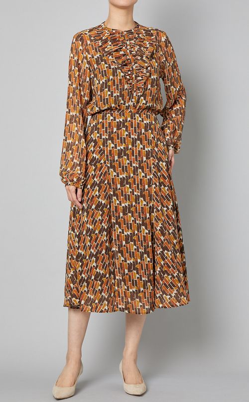 ジオメトリックプリントフレアスカート