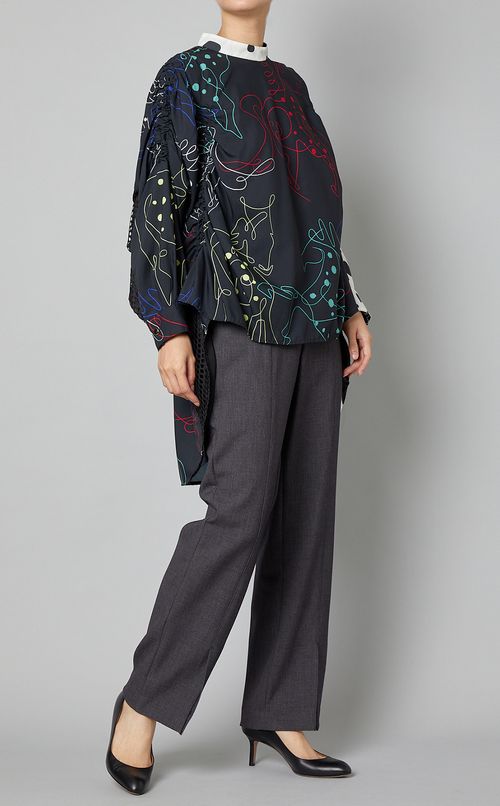 ホースプリントシャーリングブラウス