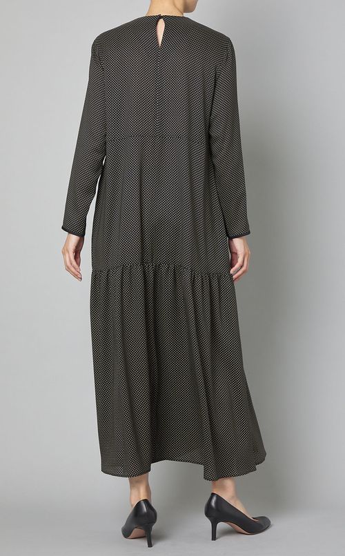 ドットプリントギャザーワンピース