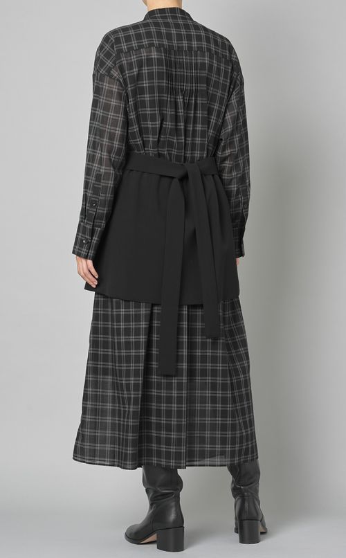 レイヤードスカート付チェックワンピース