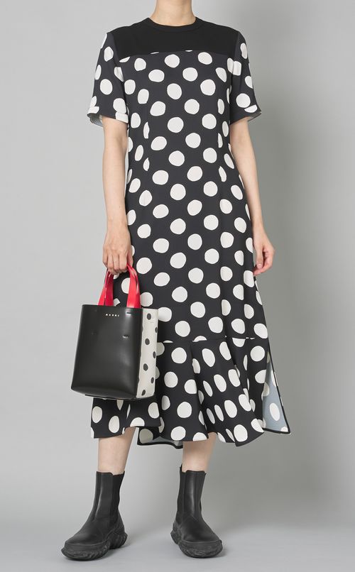 ドッ卜プリントフレアワンピース