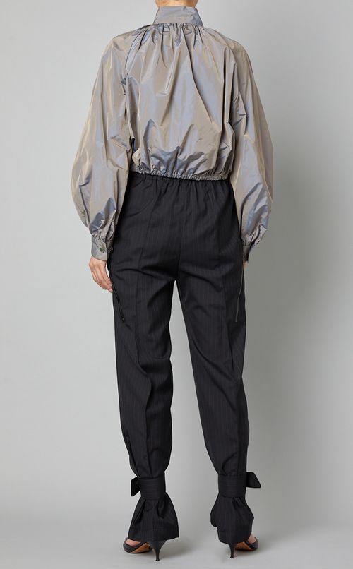 スタンドカラーギャザーブラウス