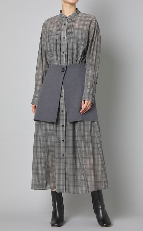 レイヤードスカート付チェックワンピース