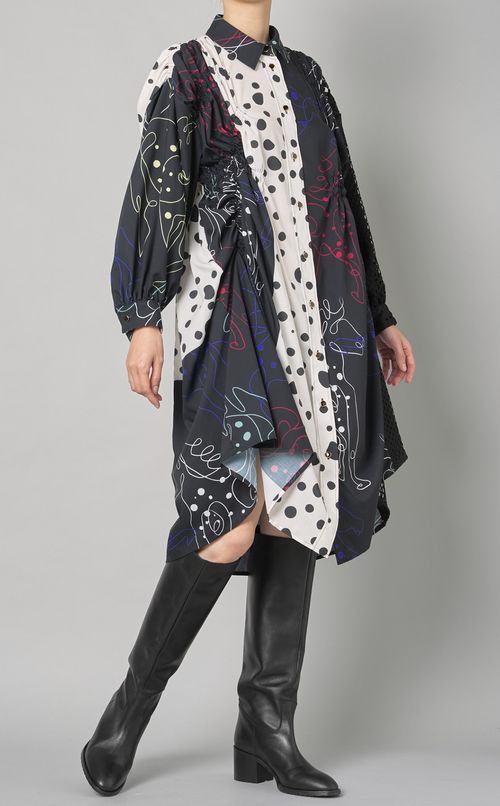 ホースプリントシャーリングワンピース