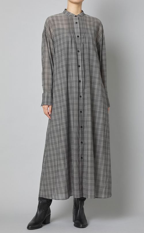 レイヤードスカート付チェックワンピース