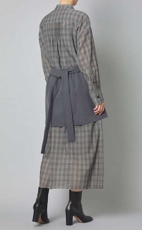 レイヤードスカート付チェックワンピース