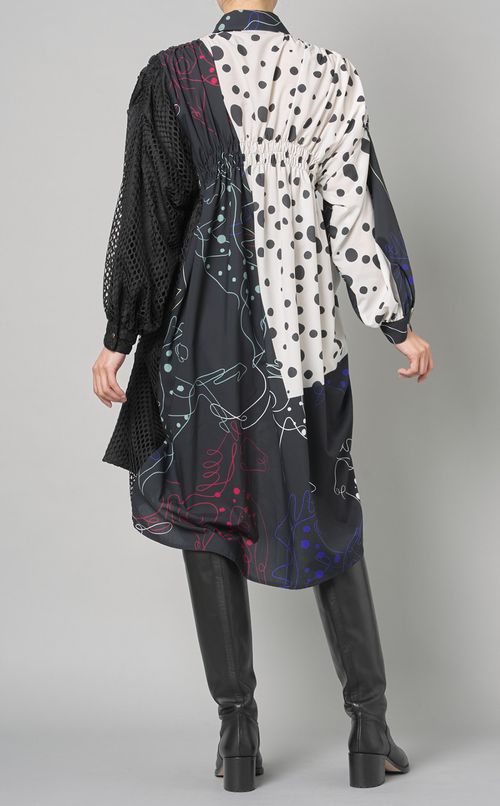 ホースプリントシャーリングワンピース