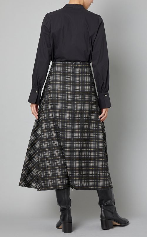 シャドウチェックジッパーフレアスカート