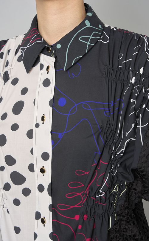 ホースプリントシャーリングワンピース