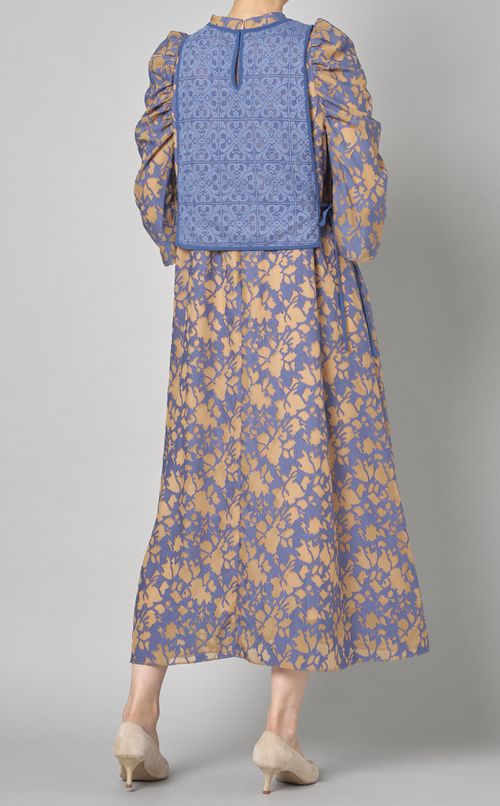 2way異素材ギャザースリーブドレス