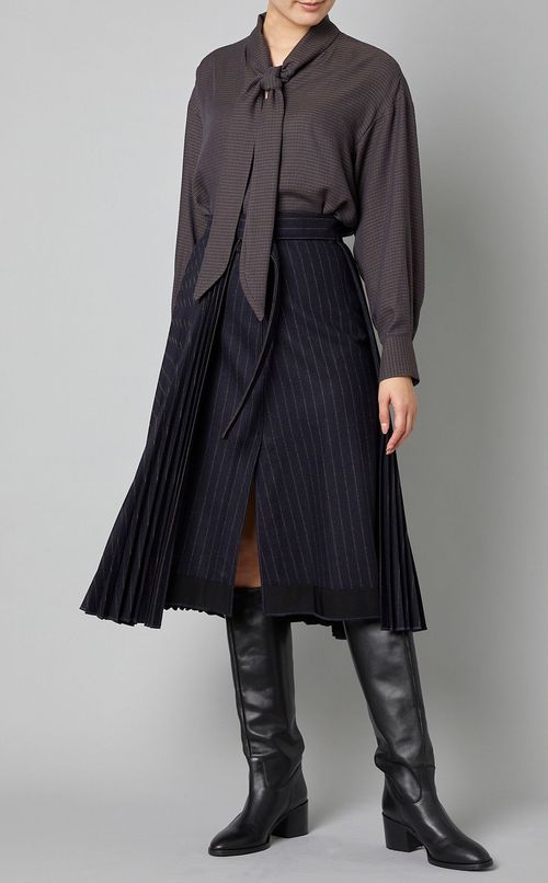 ピンストライプラッププリーツスカート