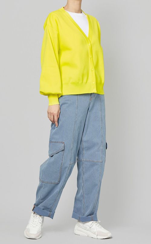 畦編みニットカーディガン