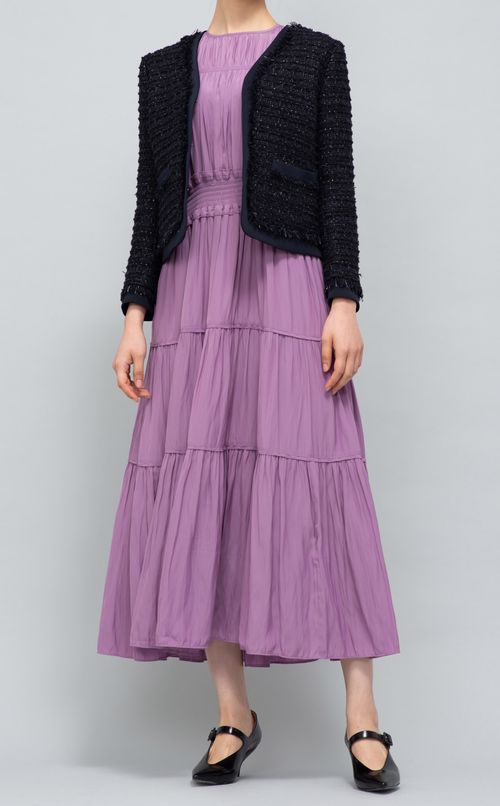 ノーカラーツイードジャケット