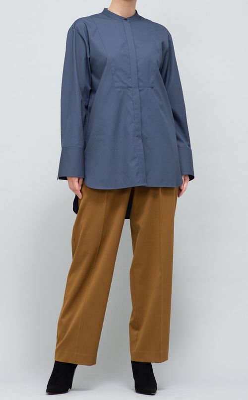 ヨーク切替コットンシャツブラウス