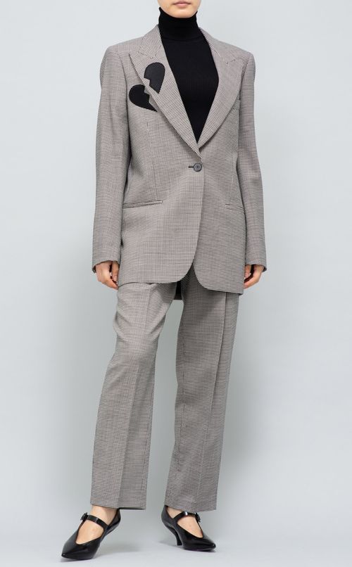 チドリ柄テーパードパンツ