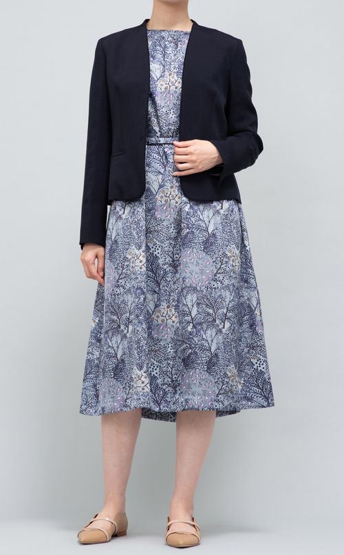 ベルト付フラワープリントワンピース