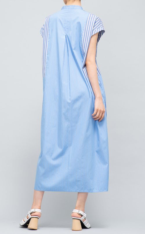 フレンチスリーブストライプワンピース