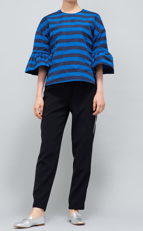 ペプラムスリーブボーダーTブラウス