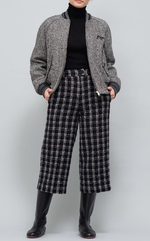 中綿入りツイードブルゾン