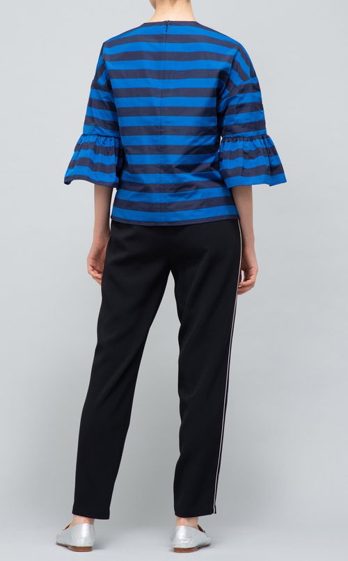 ペプラムスリーブボーダーTブラウス