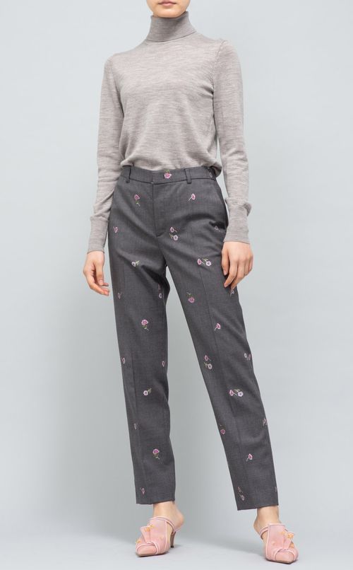 フラワーデザインテーパードパンツ