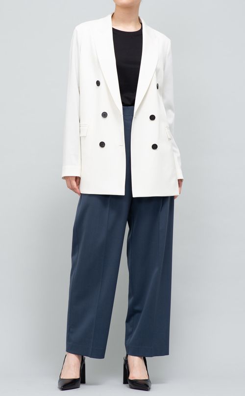 ウール混ストレッチダブルジャケット