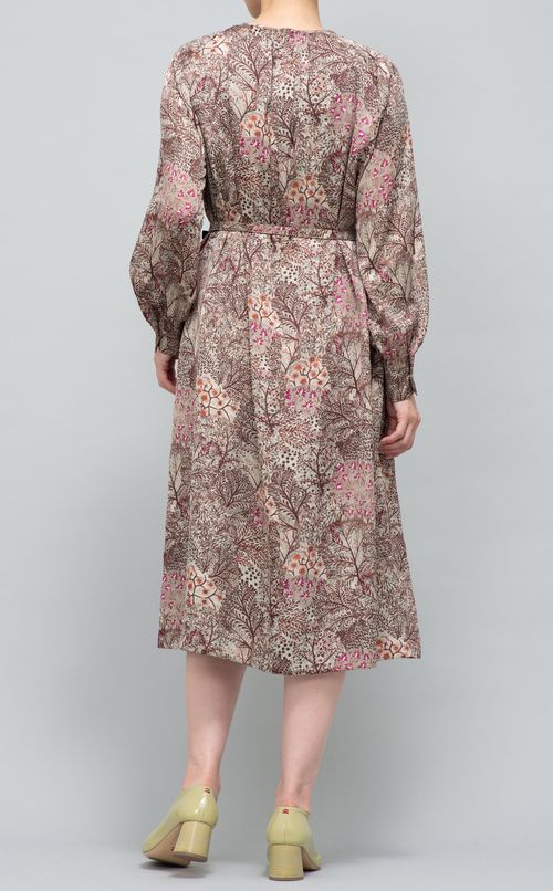 ベルト付フラワープリントワンピース