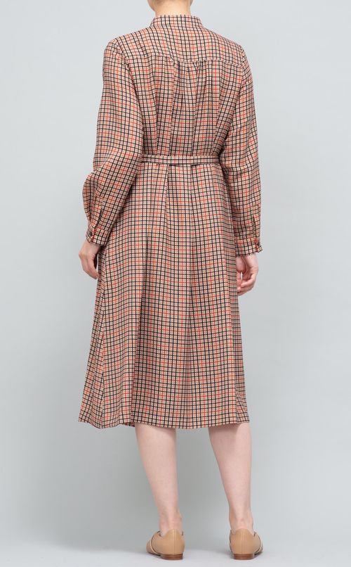 ツイルチェックスタンドカラーワンピース