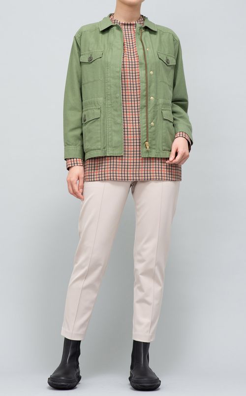 ツイルチェックギャザーブラウス