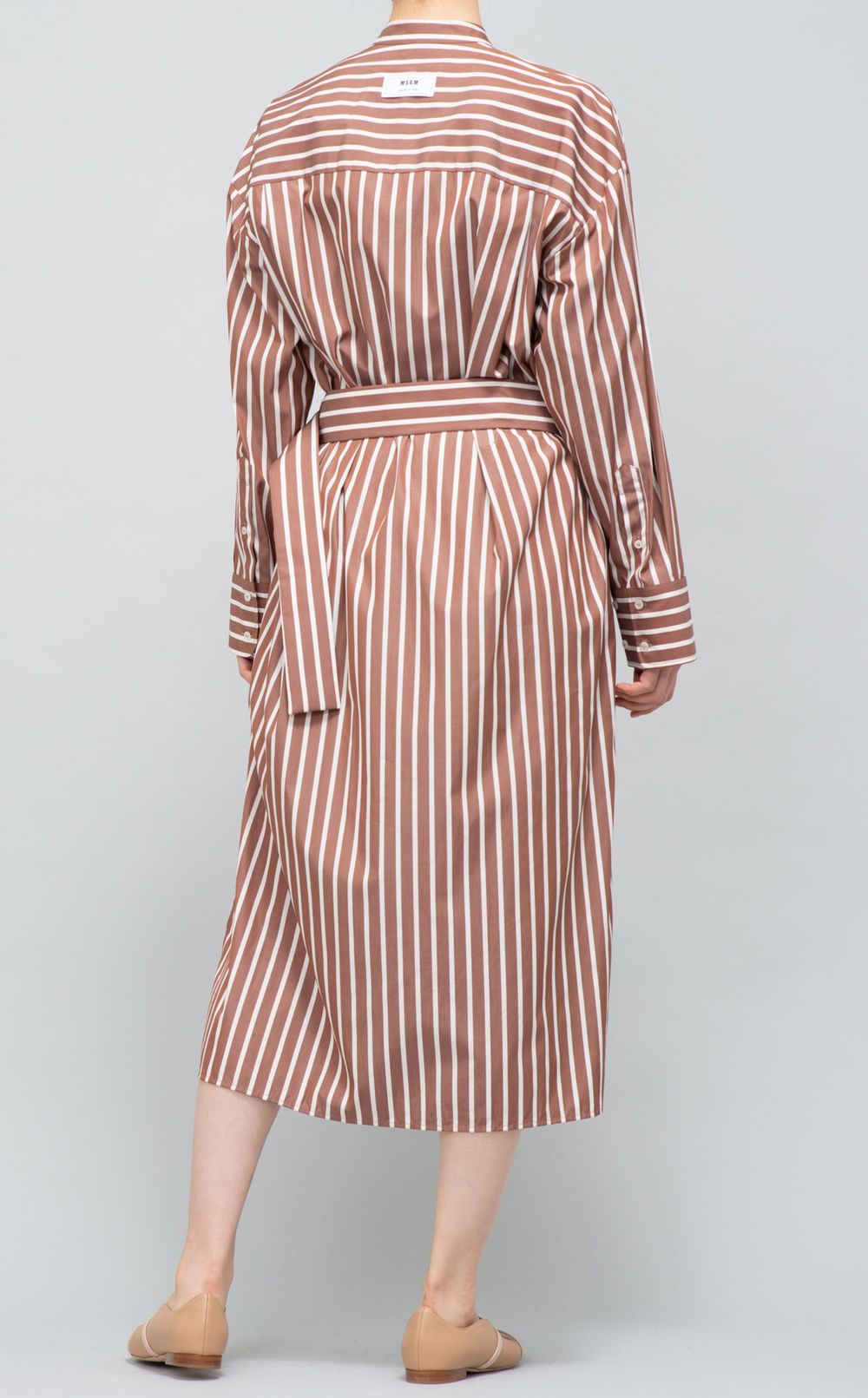 ストライプ柄シャツワンピース