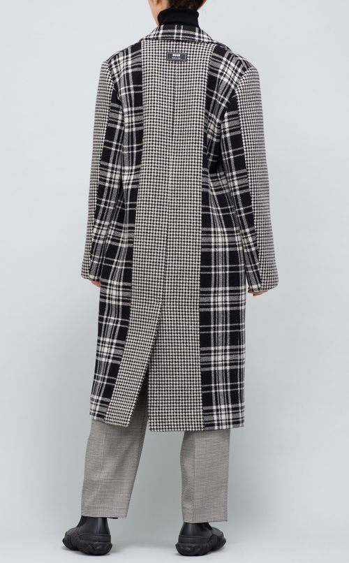 チェック柄ダブルブレストコート