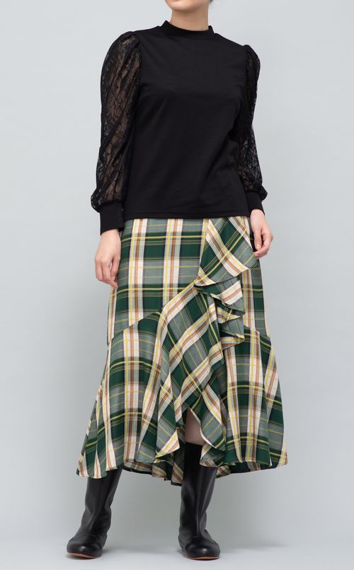 チェック柄フレアスカート