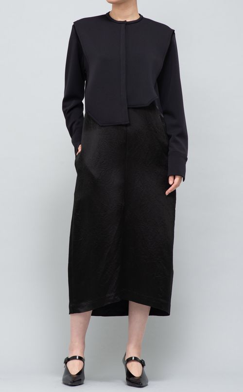 ジャージーサテンシャツワンピース