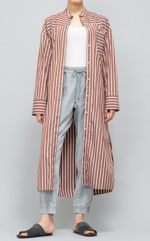 ストライプ柄シャツワンピース