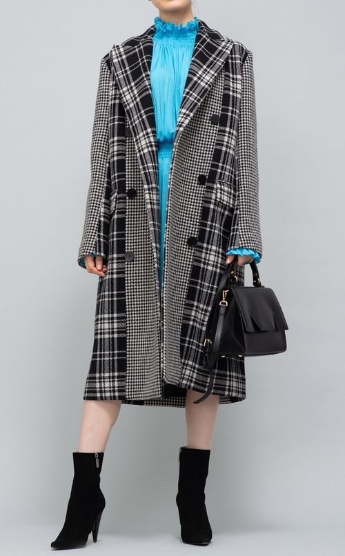 チェック柄ダブルブレストコート