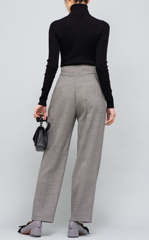 チドリ柄テーパードパンツ