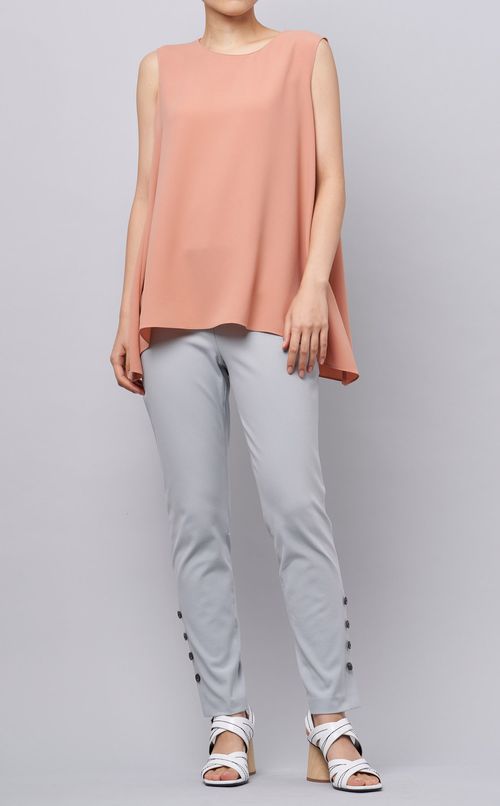 裾ボタンストレッチスキニーパンツ