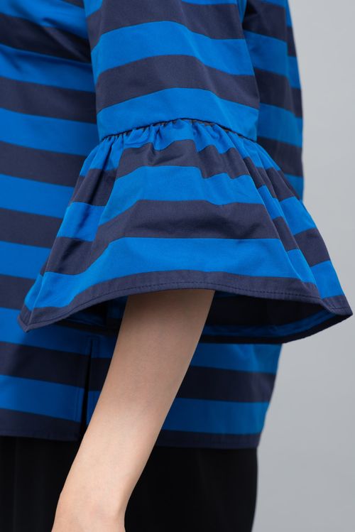 ペプラムスリーブボーダーTブラウス