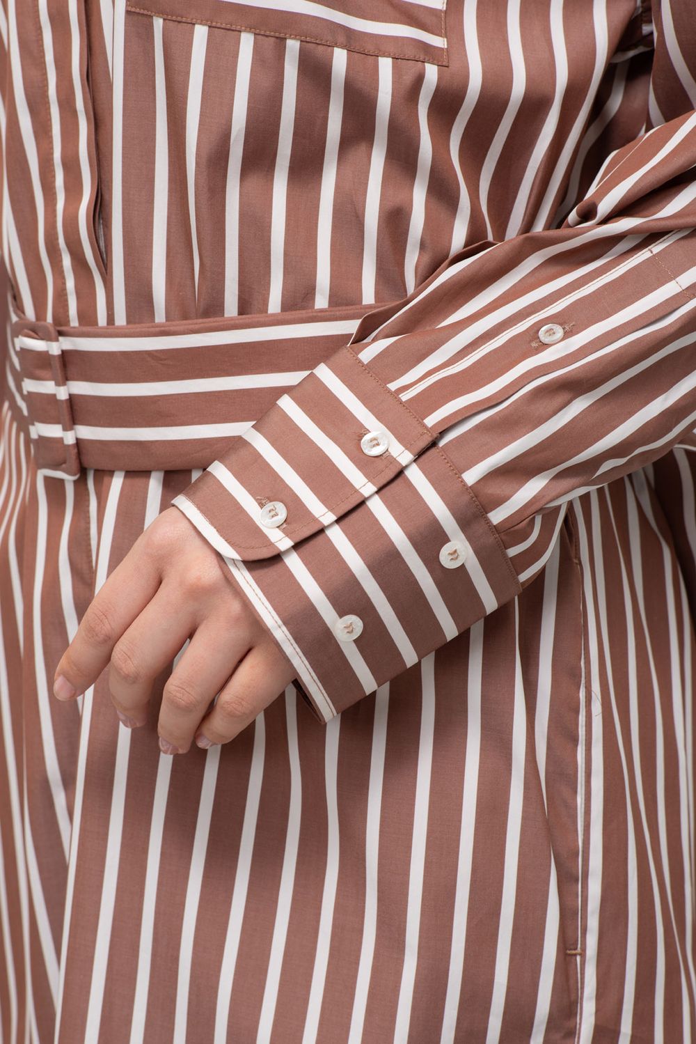 ストライプ柄シャツワンピース