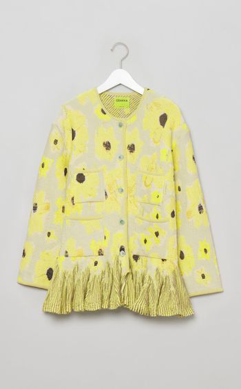 フラワージャガードノーカラージャケット