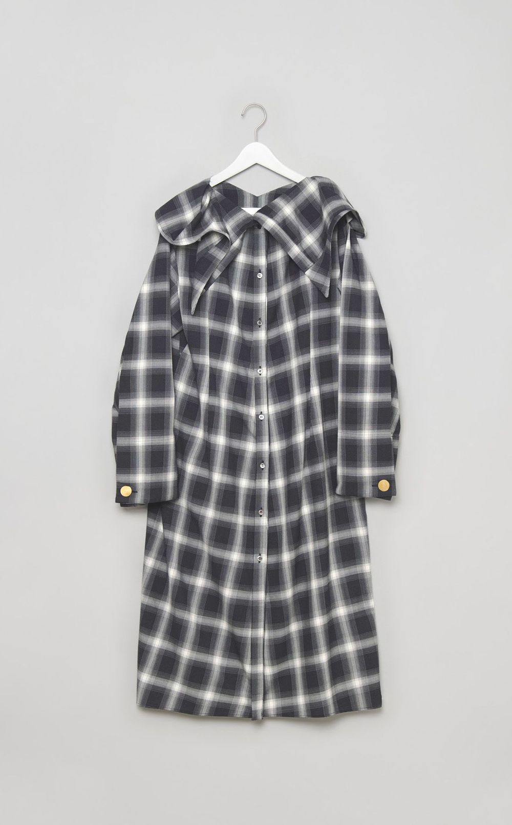 オンブレチェックビッグカラーワンピース