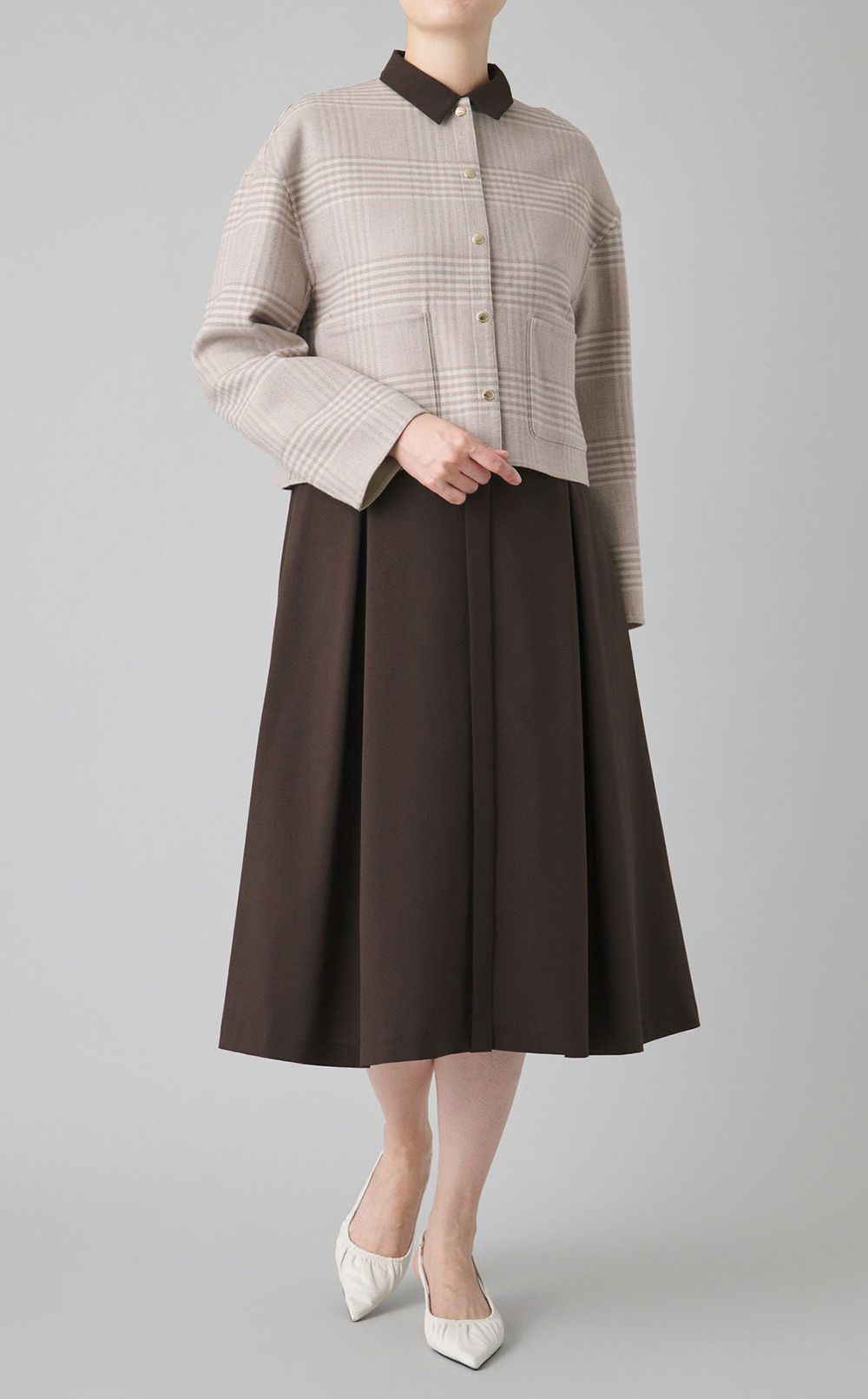 ベルト付きウーリーシャツワンピース