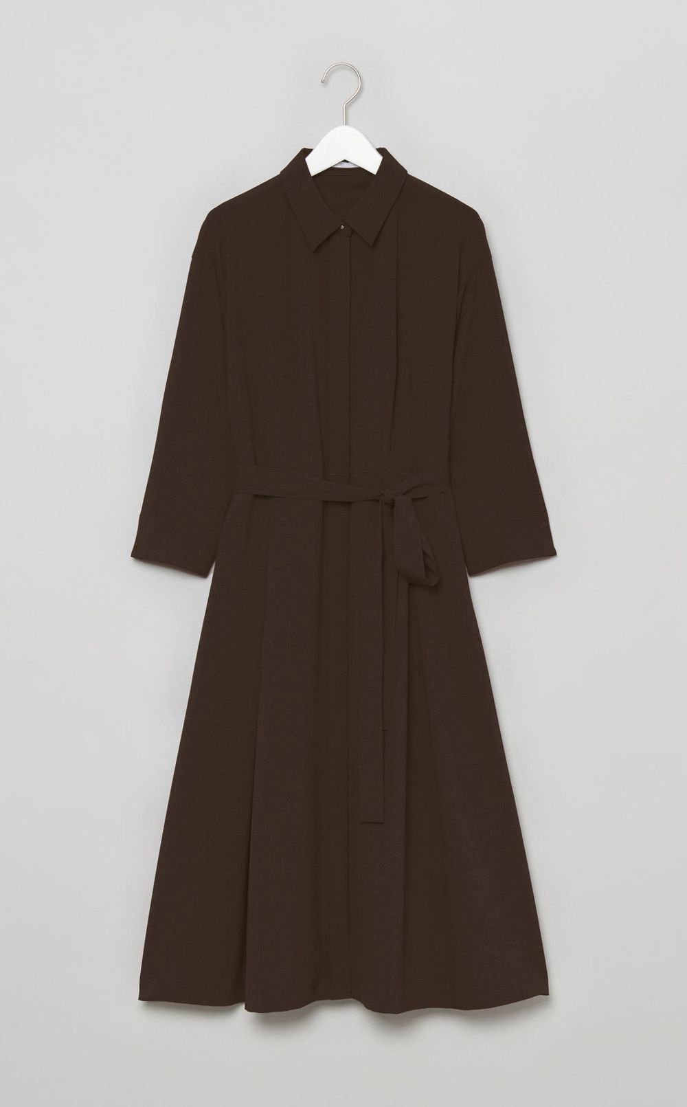 ベルト付きウーリーシャツワンピース