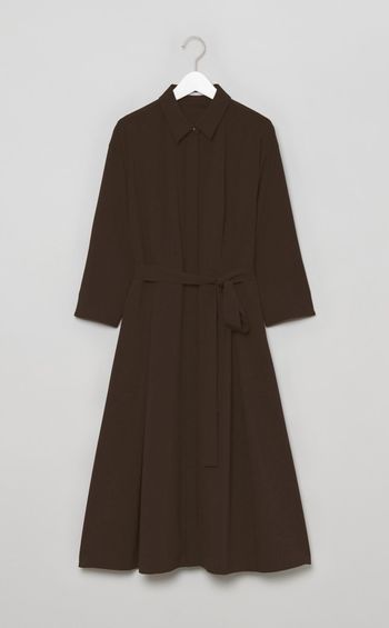 ベルト付きウーリーシャツワンピース