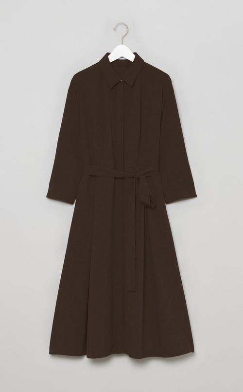 ベルト付きウーリーシャツワンピース