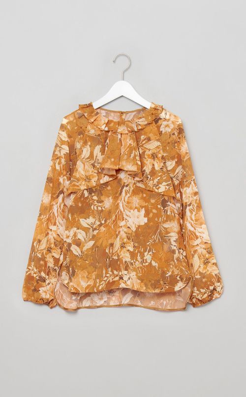 フィオーレプリントフリルブラウス