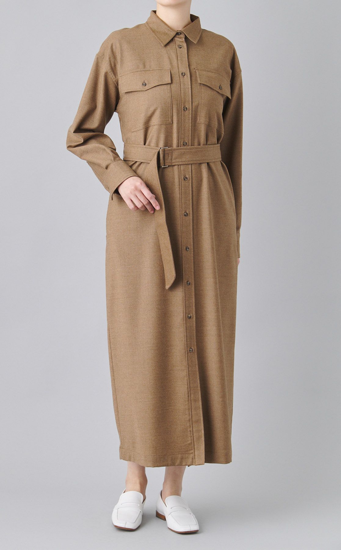 Weekend Max Mara｜ウールベルテッドロングシャツワンピース