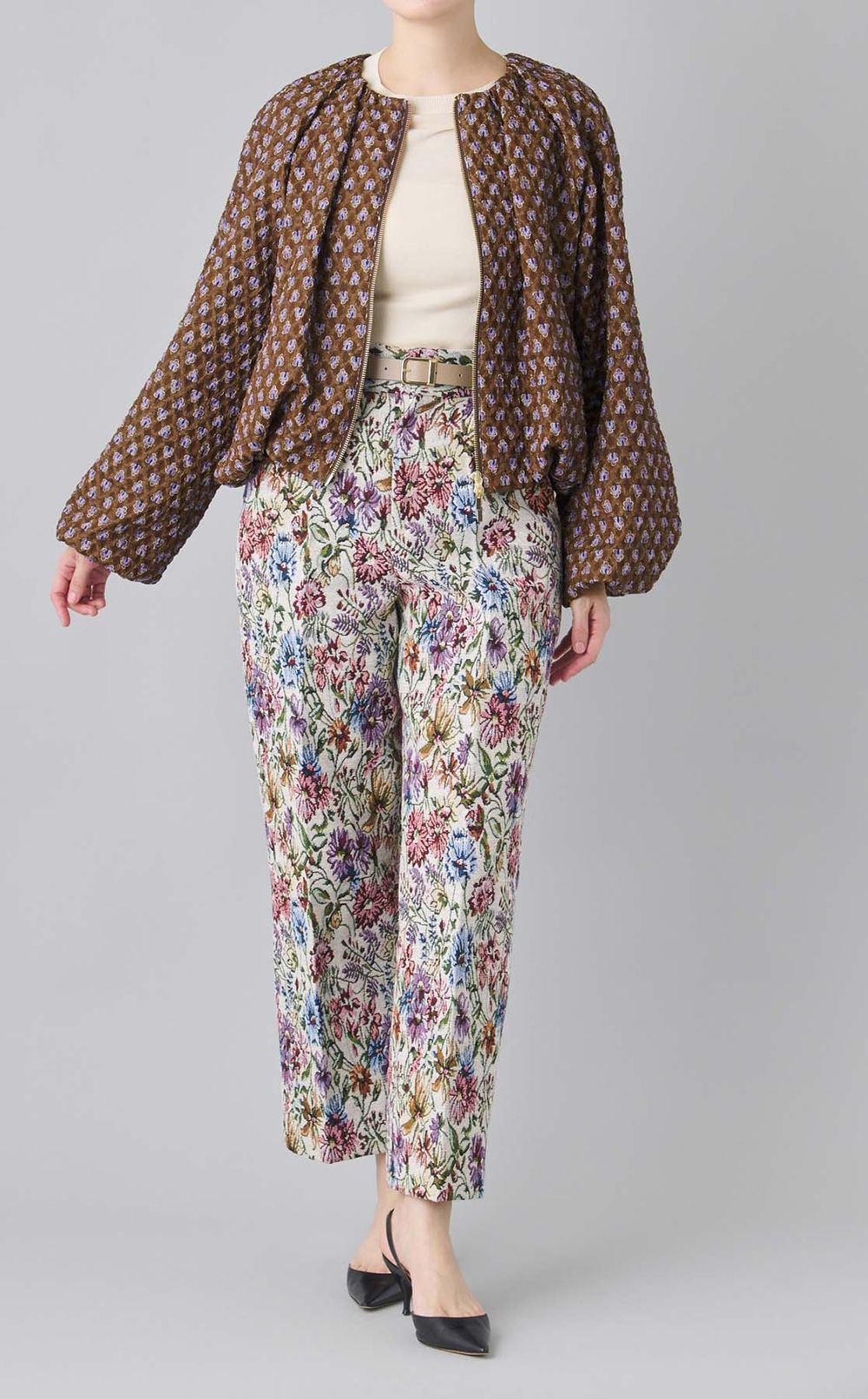 ベルト付きゴブランパンツ