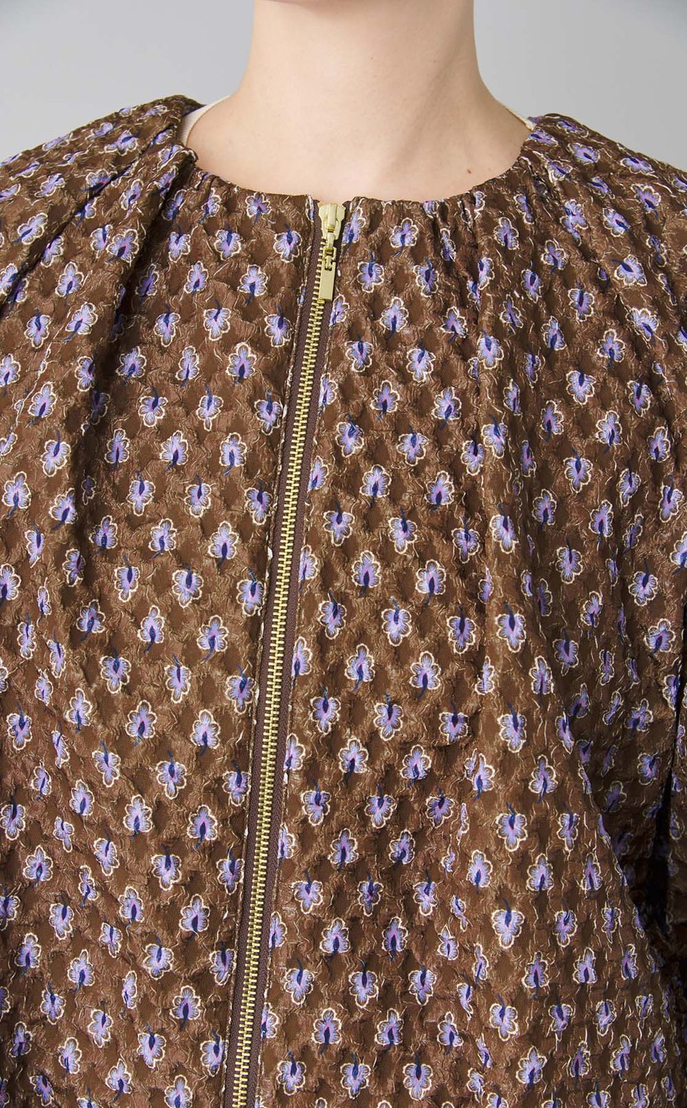 フラワープリントジャガードブルゾン